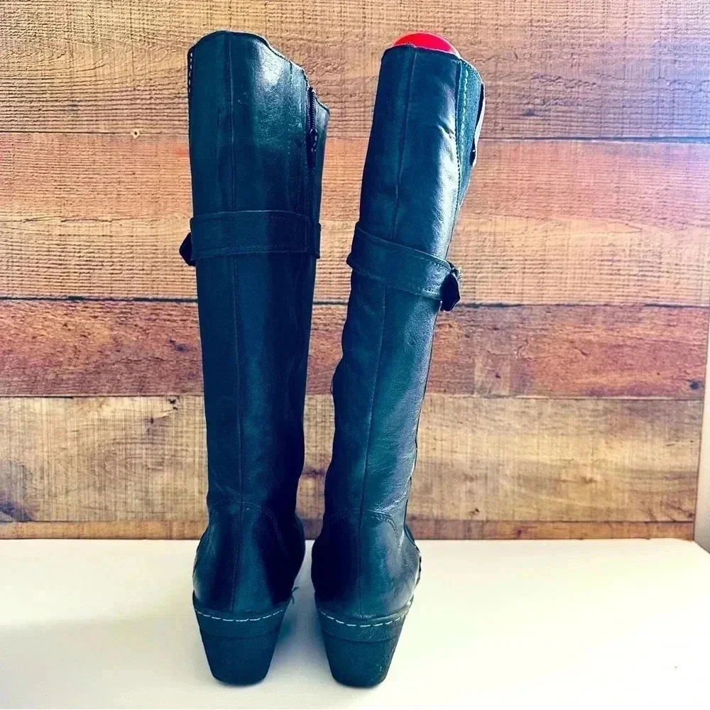 Alpe Made in Spain Leather Knee High Wedged Boots